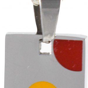 Stainless Steel Tab Pendant with Rainbow Dots