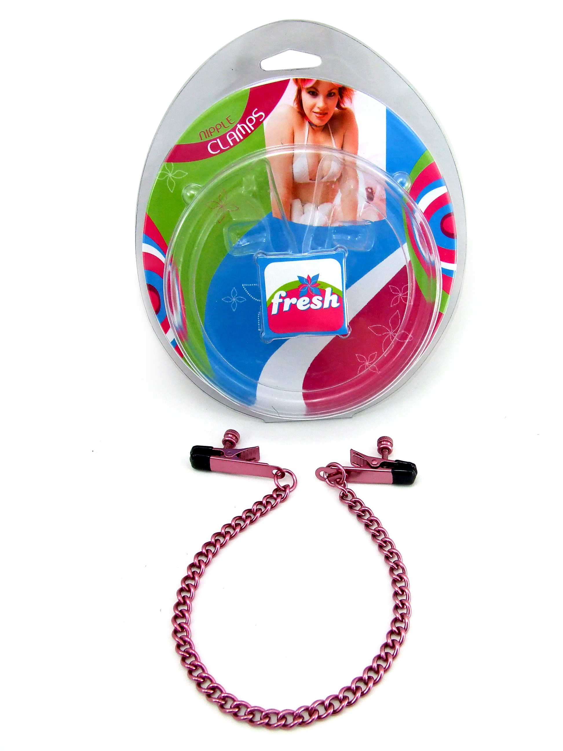 Fresh Nipple Clamps, Alligator With Chain, Pink - Image 2