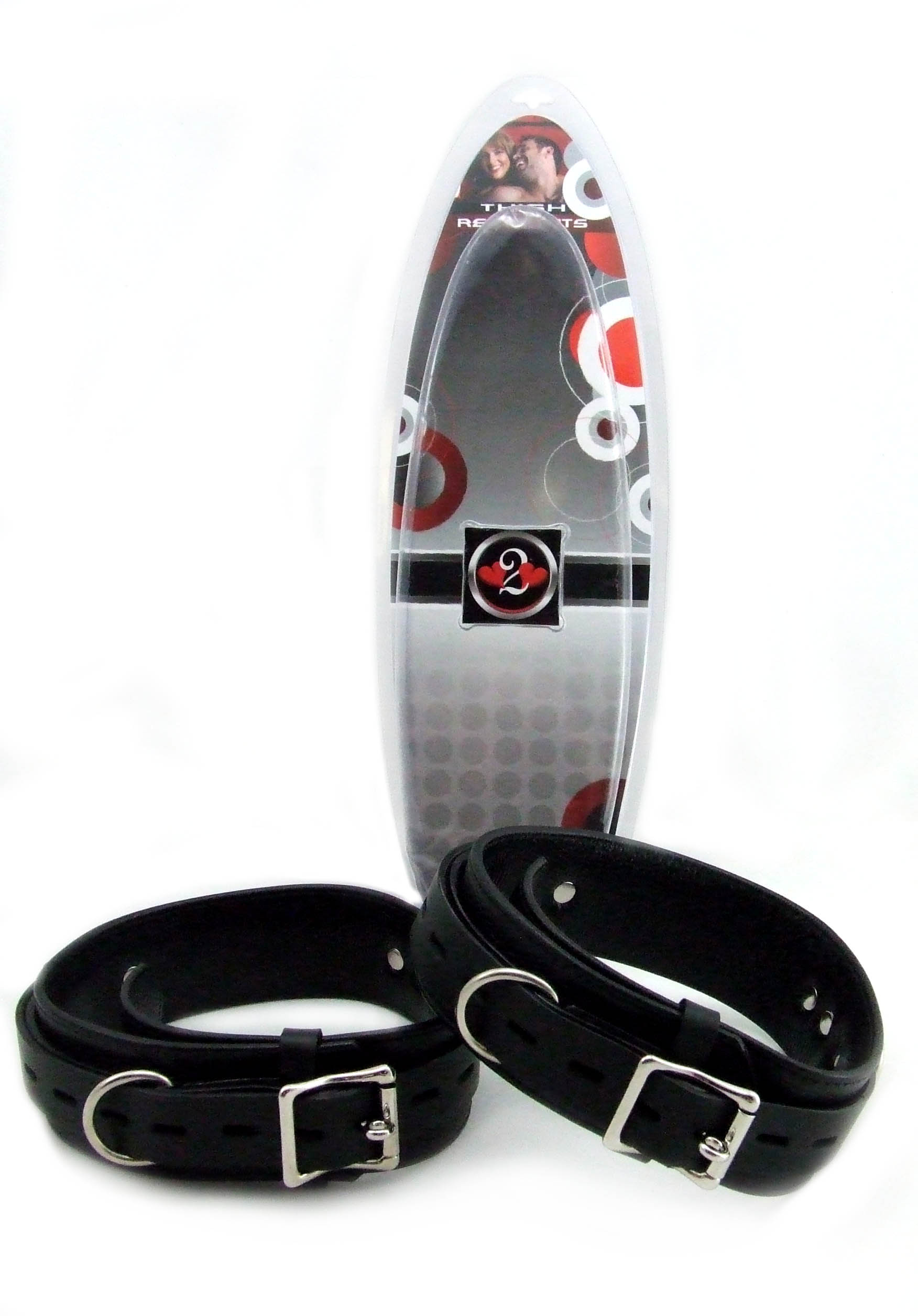 Heart 2 Heart - Leather Thigh Cuffs Locking Deluxe Black - Image 2