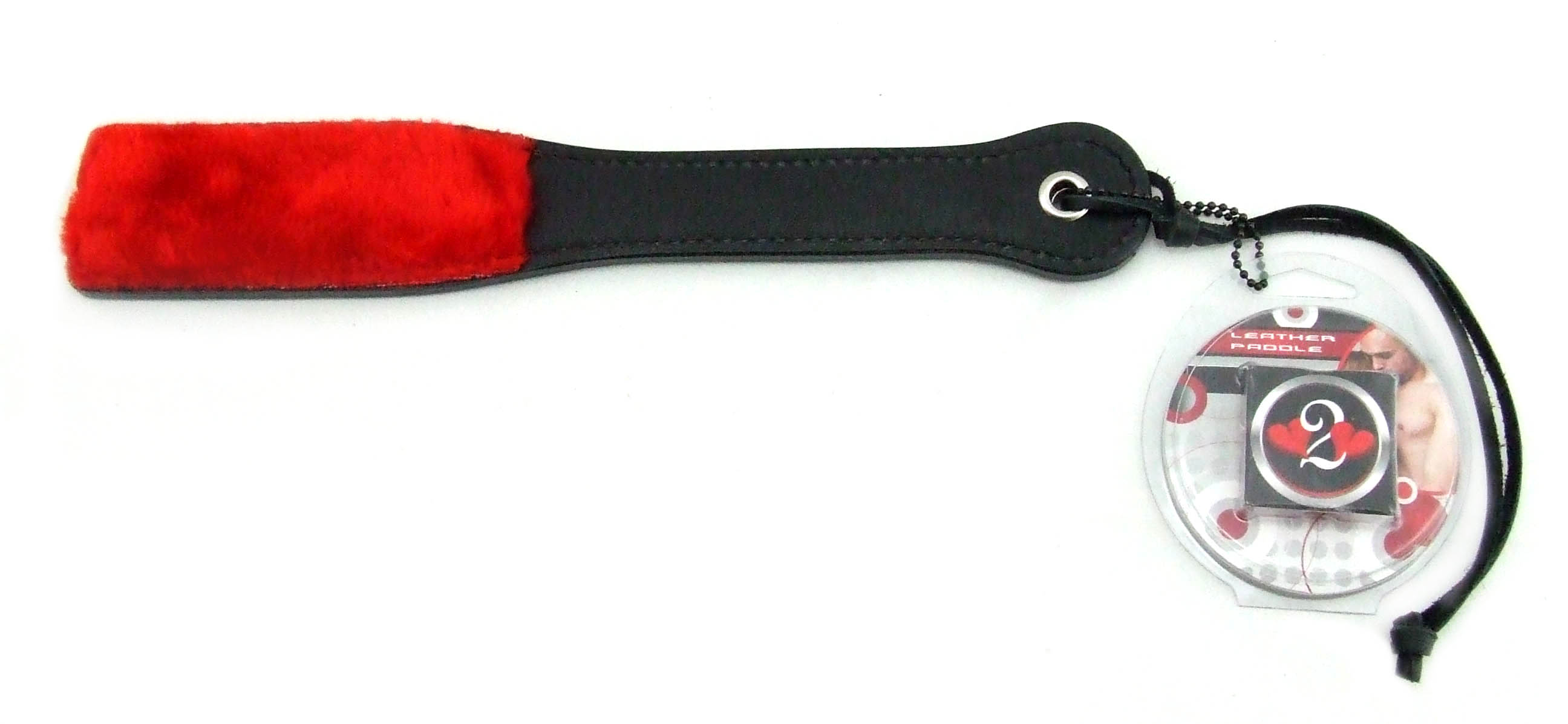 Heart 2 Heart - Paddle - Leather - 12" Red with Red Fur - Image 2