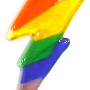 Rainbow fused glass Lite Bolt ornament