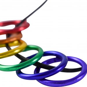 Rainbow rings on black cord