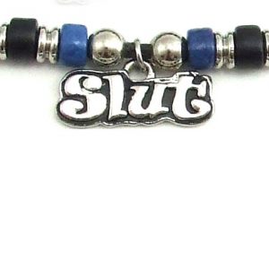 Blue & Black Ceramic Beads with Slut Charm