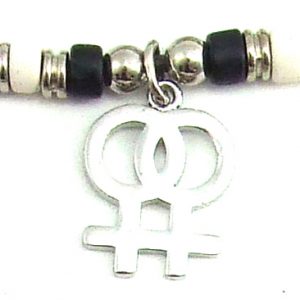 Black & White Ceramic Beads with Double Female Charm