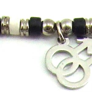 Black & White Ceramic Beads with Double Male Charm