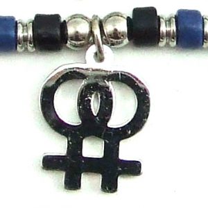 Black & Blue Ceramic Beads with Double Female Charm