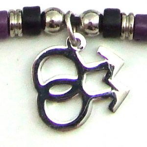 Black & Purple Ceramic Beads with Double Male Charm