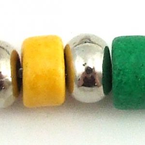 Rainbow Ceramic Beads & Silver Balls on Silver Chain Necklace