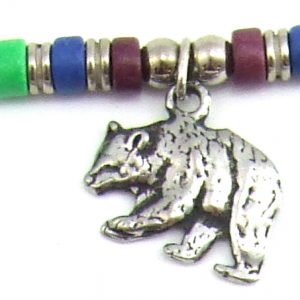 Rainbow Beads with Bear Charm Necklace