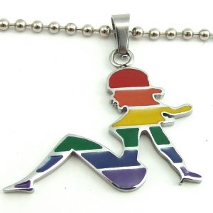 Stainless Steel Rainbow Mud Flap Girl Pendant
