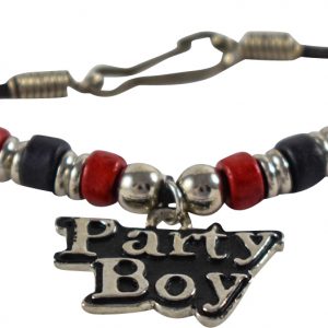 Red & Black Ceramic Beads with Party Boy Charm