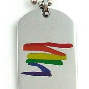 Rainbow Squiggle Silver ID Tag Necklace
