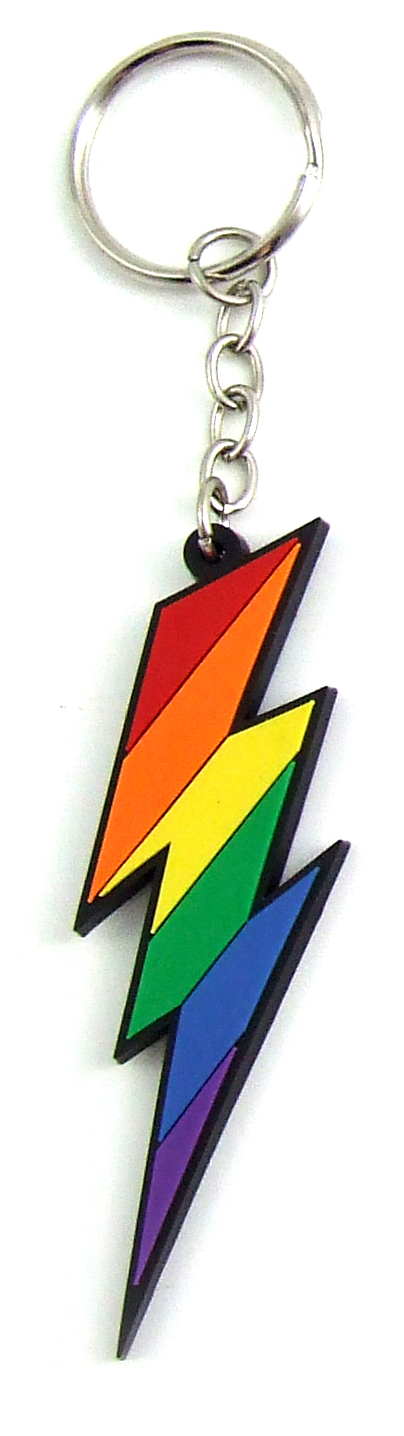Rainbow Lite Bolt rubber key chain