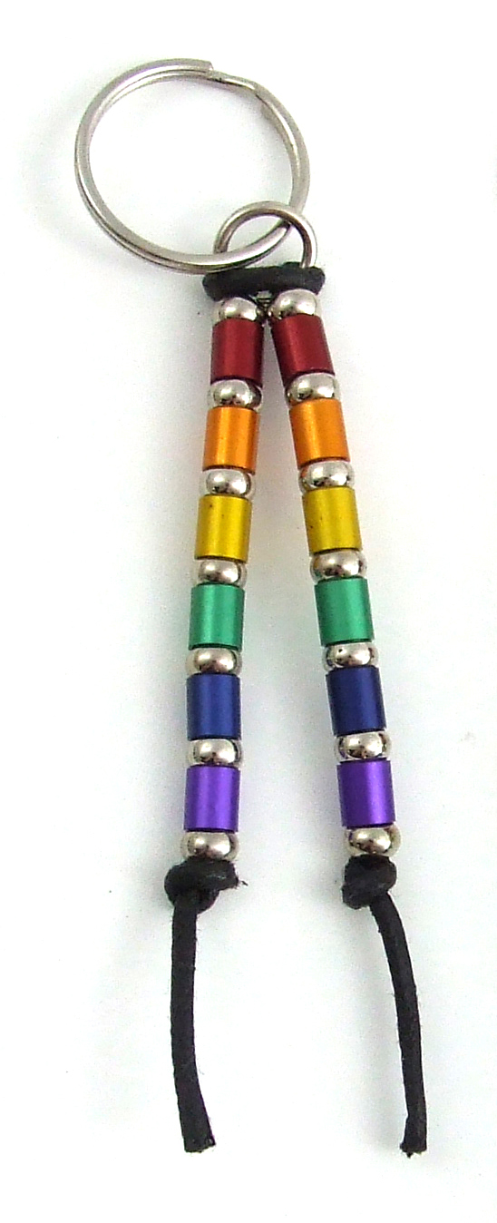 Rainbow Anodized Tubes/Silver Key Chain