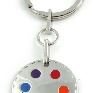 Rainbow Dots Pewter Key Chain