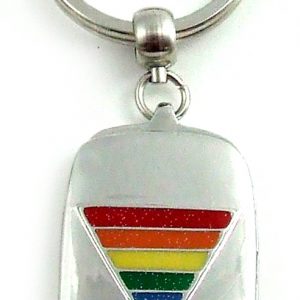 Rainbow Triangle frame Mirror Pewter Key Chain