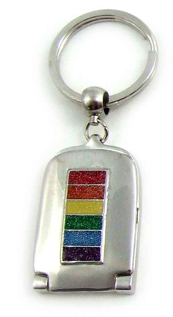 Rainbow Bar frame Mirror Pewter Key Chain