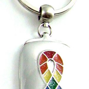 Rainbow Ribbon frame Mirror Pewter Key Chain