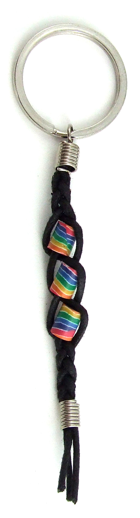 Rainbow Fimo Beads Braided Key Chain