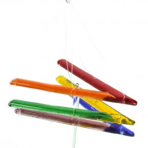 Rainbow Fused Glass Wind Chime Vee