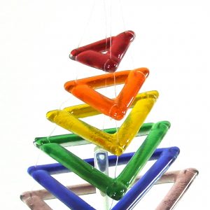 Rainbow Fused Glass Wind Chime Triangles