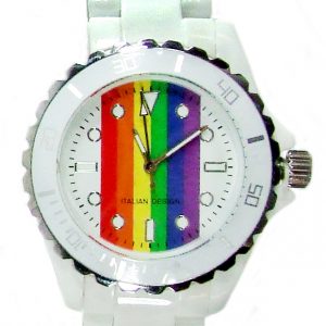 Pride Watch Ceramic Style Plastic Band - White