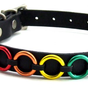 Leather  rings dog collar L cs=3