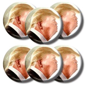 Set tRUMP hair chin buttons (SET OF 6) 1.25” or 3.175cm pin back button