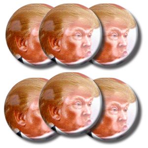 Set tRUMP hair back buttons (SET OF 6) 1.25” or 3.175cm pin back button