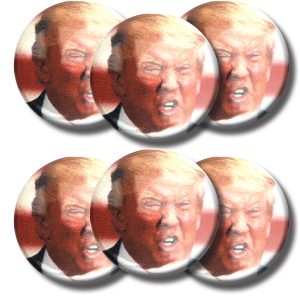 Set tRUMP hair grrrrr buttons (SET OF 6) 1.25” or 3.175cm pin back button