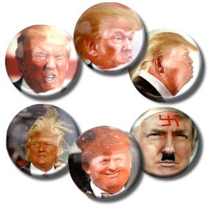 Set tRUMP hair chin pics mix of buttons (SET OF 6) 1.25” or 3.175cm pin back button TB34,35,36,37,38,39