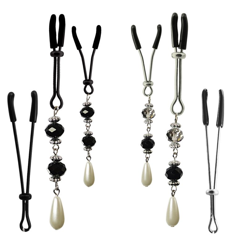 Nipple clamp Tweezers Black Beads Pearl Drop PHS International