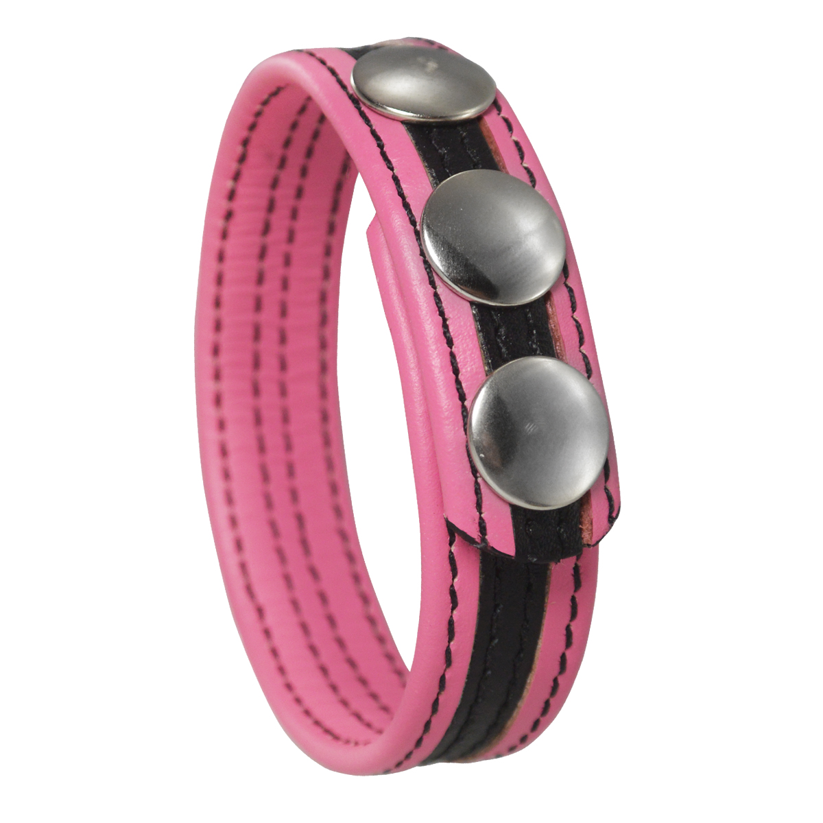 Ka-Pow Color - Ring - Leather - 3 Snap - Pink & Black