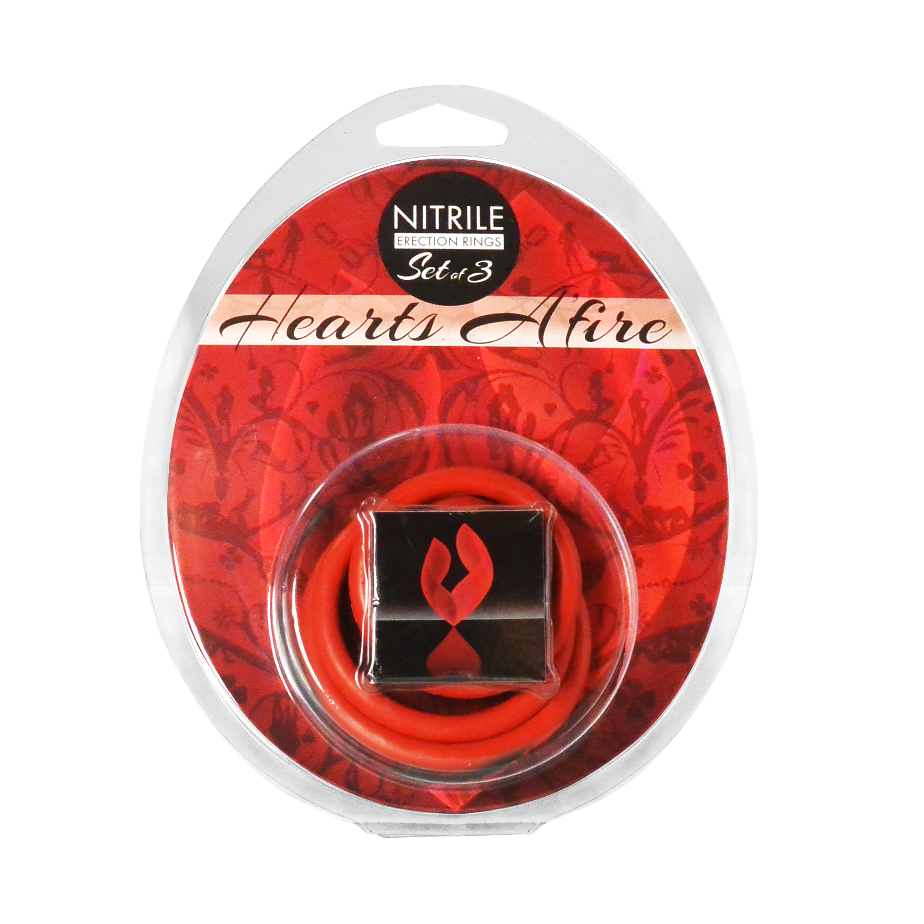 Hearts A-fire Erection Rings 3 Piece Set - Nitrile - Red - Image 4