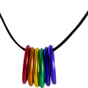 Rainbow rings on black cord