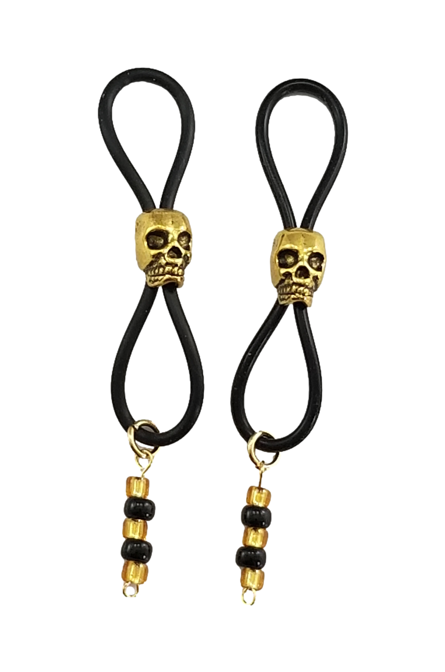 Nipple Halos - Gold Skulls - Black Silicone Band